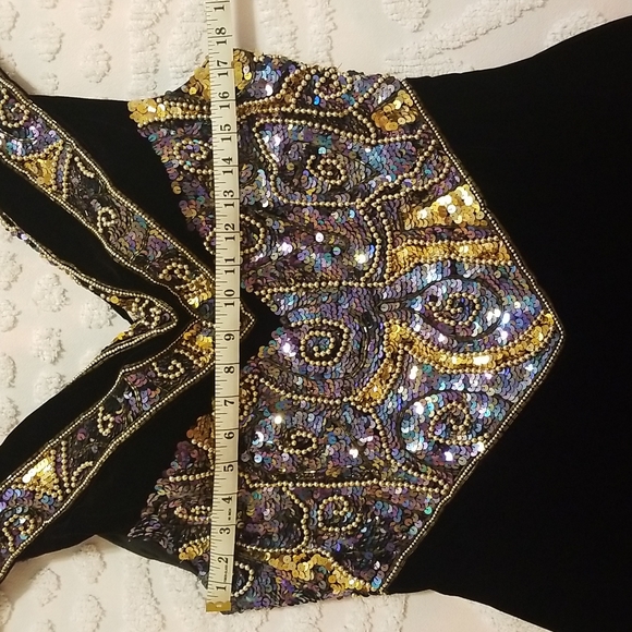 Black Velvet Evening Wedding Formal Prom Knee Length Dress Size 14 - Picture 6 of 7